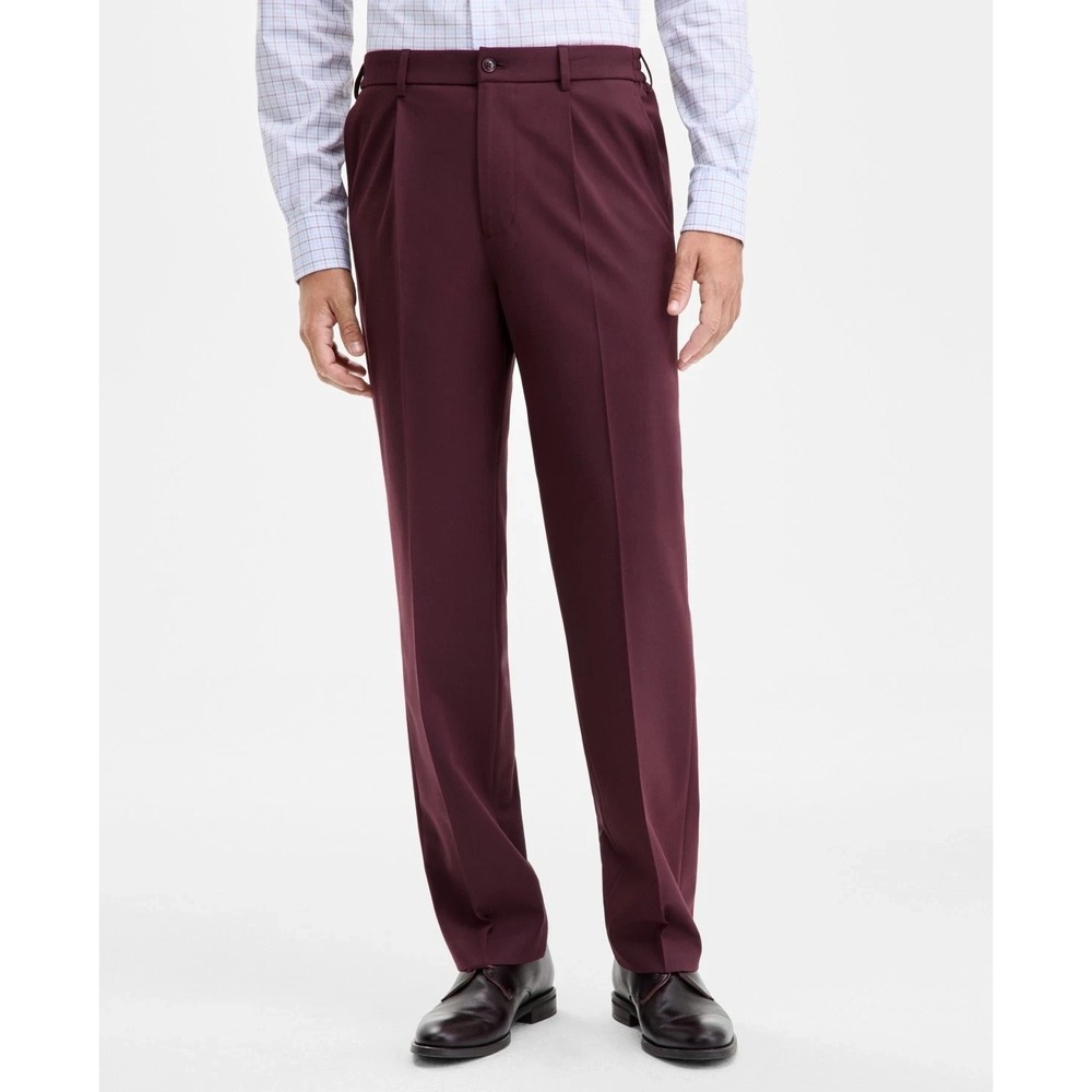 Tommy Hilfiger Pants Men's Modern-Fit Dean Solid Wine Red Size 33W 32L